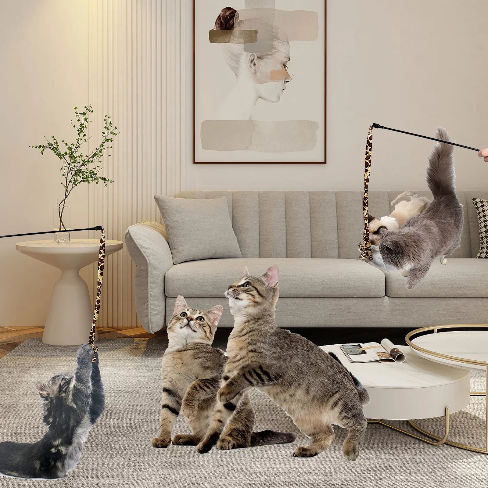 21-Piece Interactive Cat Toy Set with Tunnel, Teasers, Fluffy Mice, and Crinkle Balls